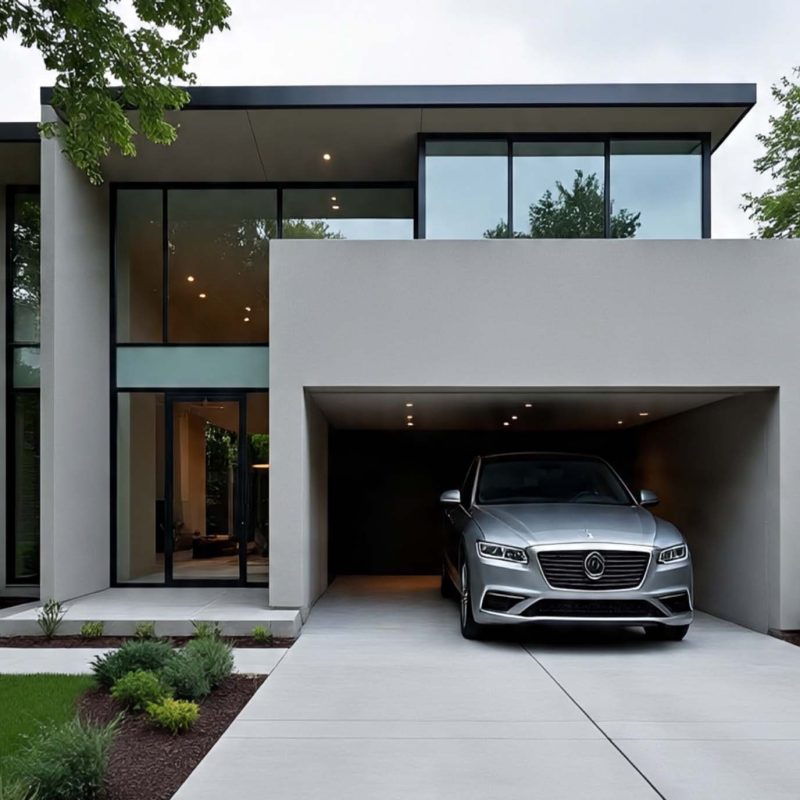 2 story modern house in ottawa with car